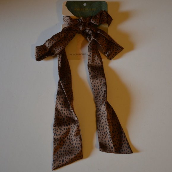 KRISTIN ESS HAIR The Scrunchie + Scarf Duo Brown Black Spots Leopard Fur Prints - Picture 1 of 5